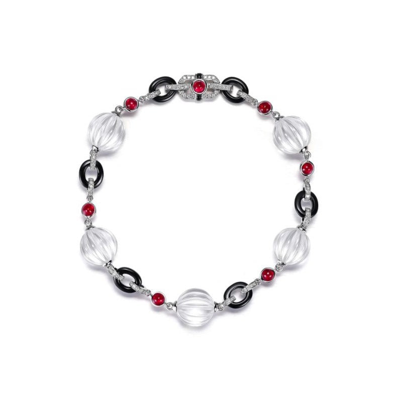 Skyline Collection Bracelet Ruby Crystal Black Agate 18K