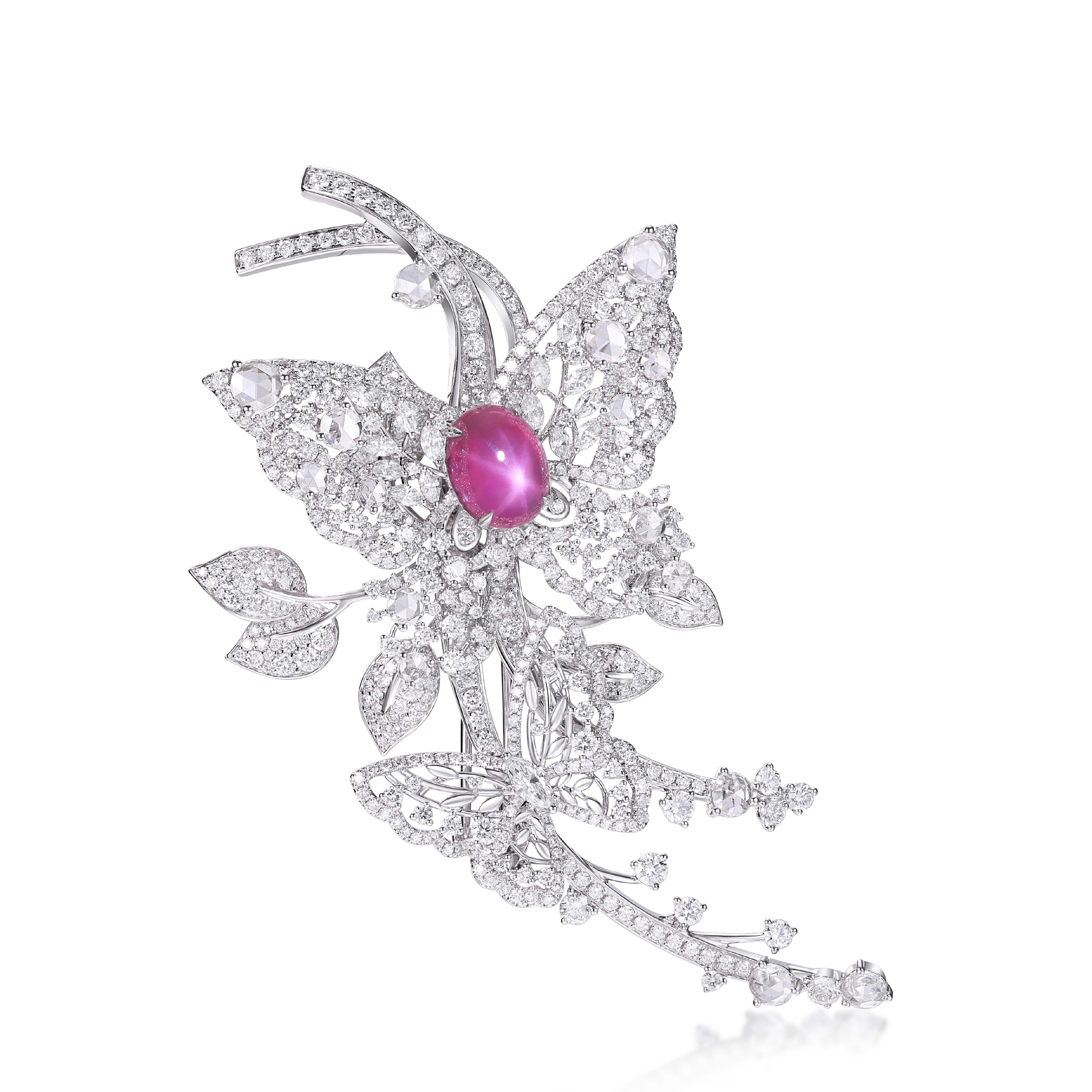 Natural Journey Collection Brooch Starlight Ruby 18K