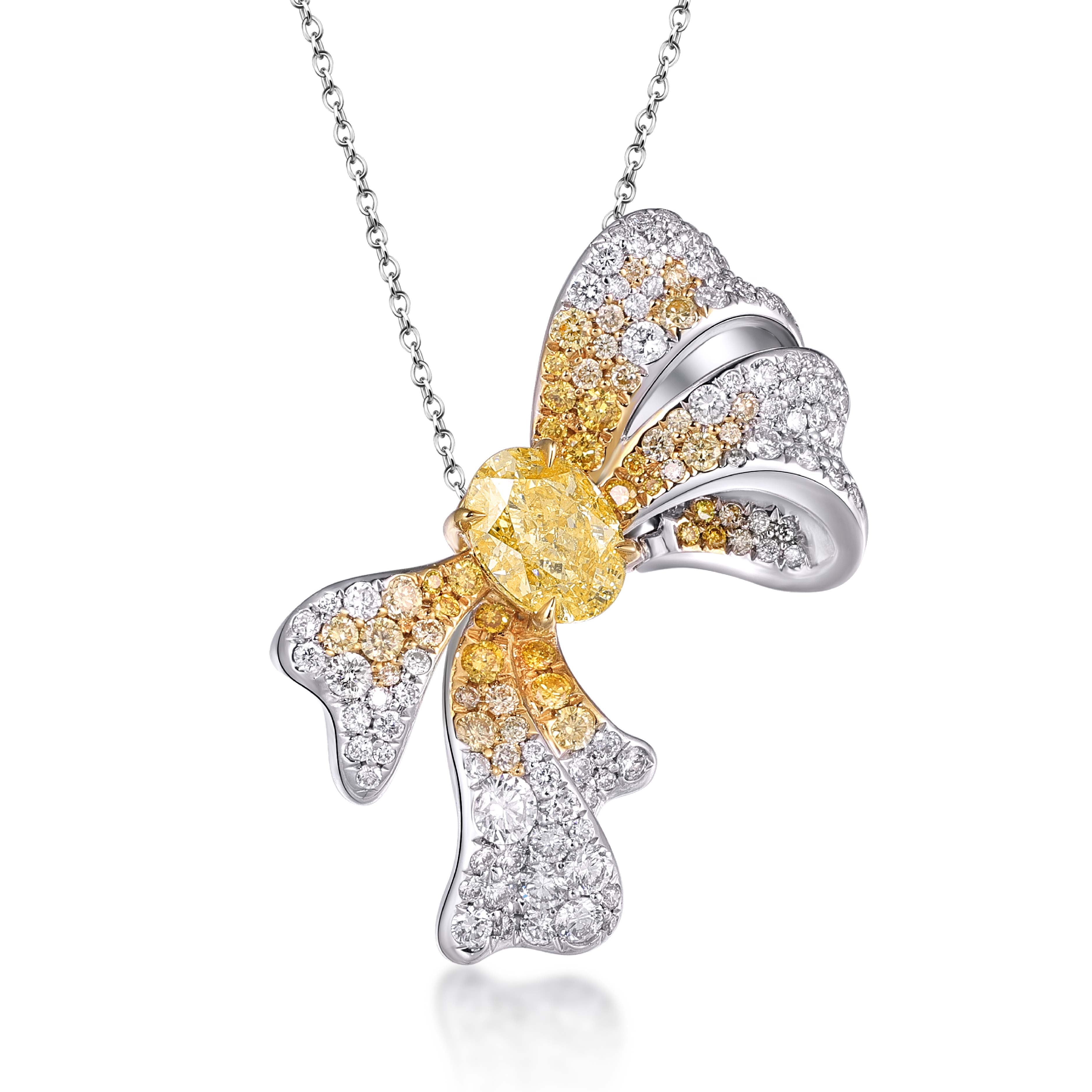 Ribbon Elegance Collection Necklace Yellow Diamond 18K