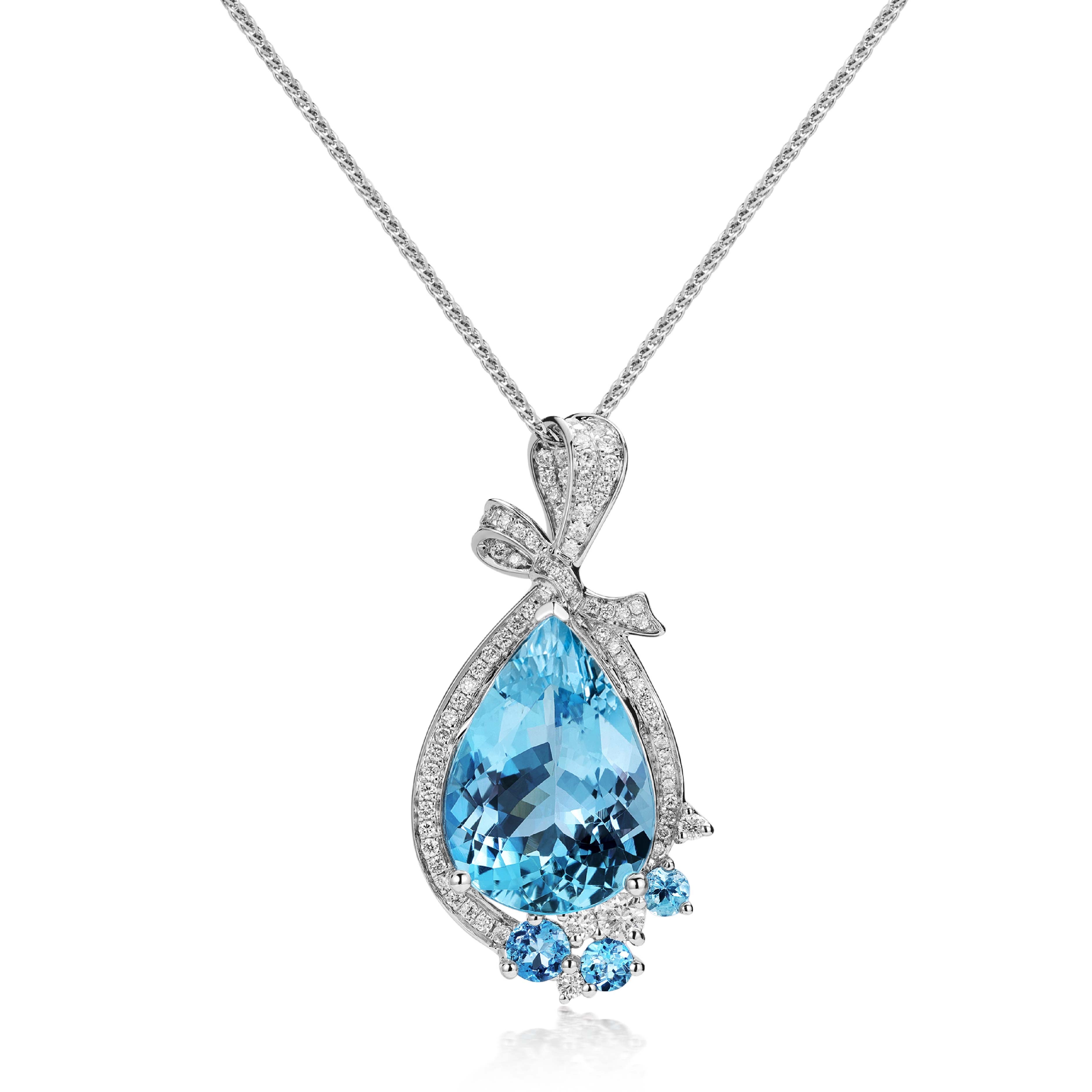 Ribbon Elegance Collection Necklace Aquamarine 18K