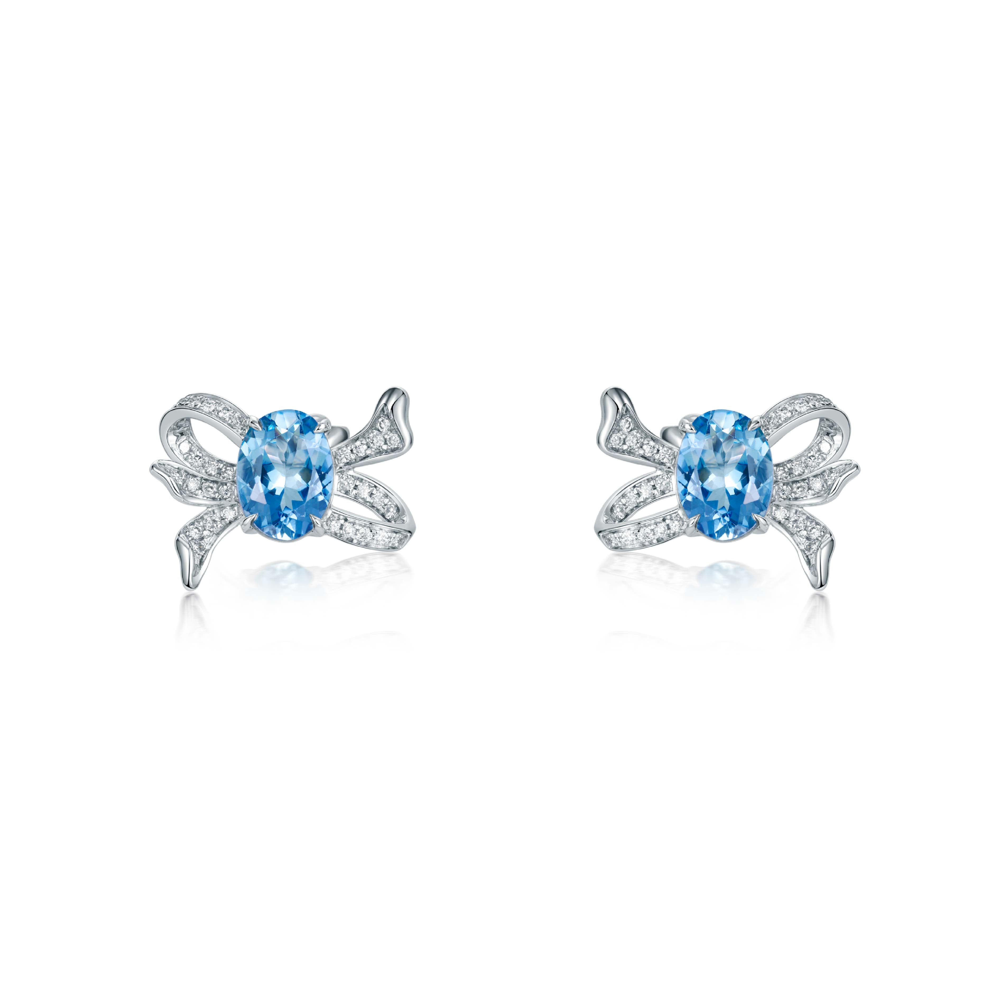 Ribbon Elegance Collection Earring Aquamarine 18K