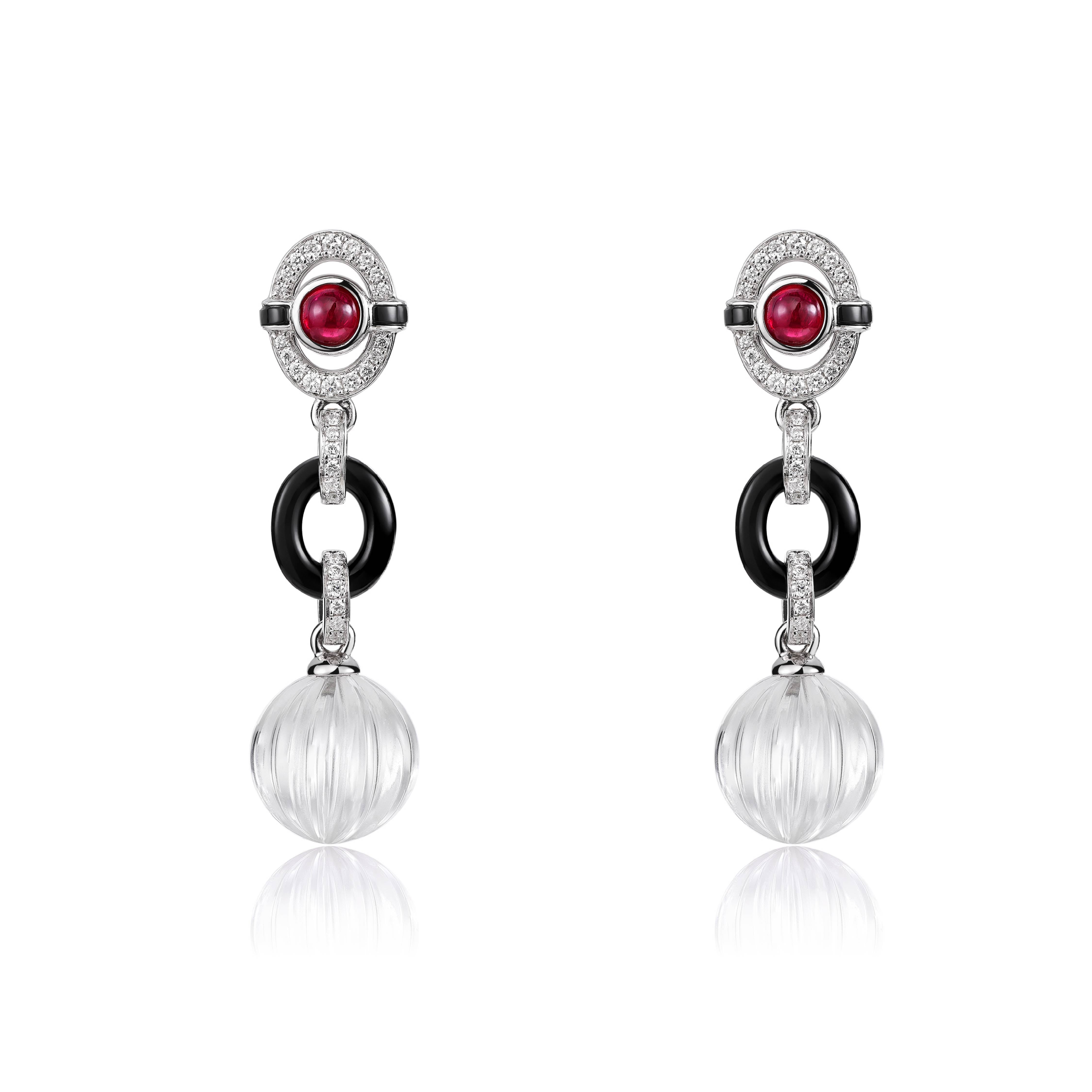 Skyline Collection Earring Ruby Crystal Black Agate 18K