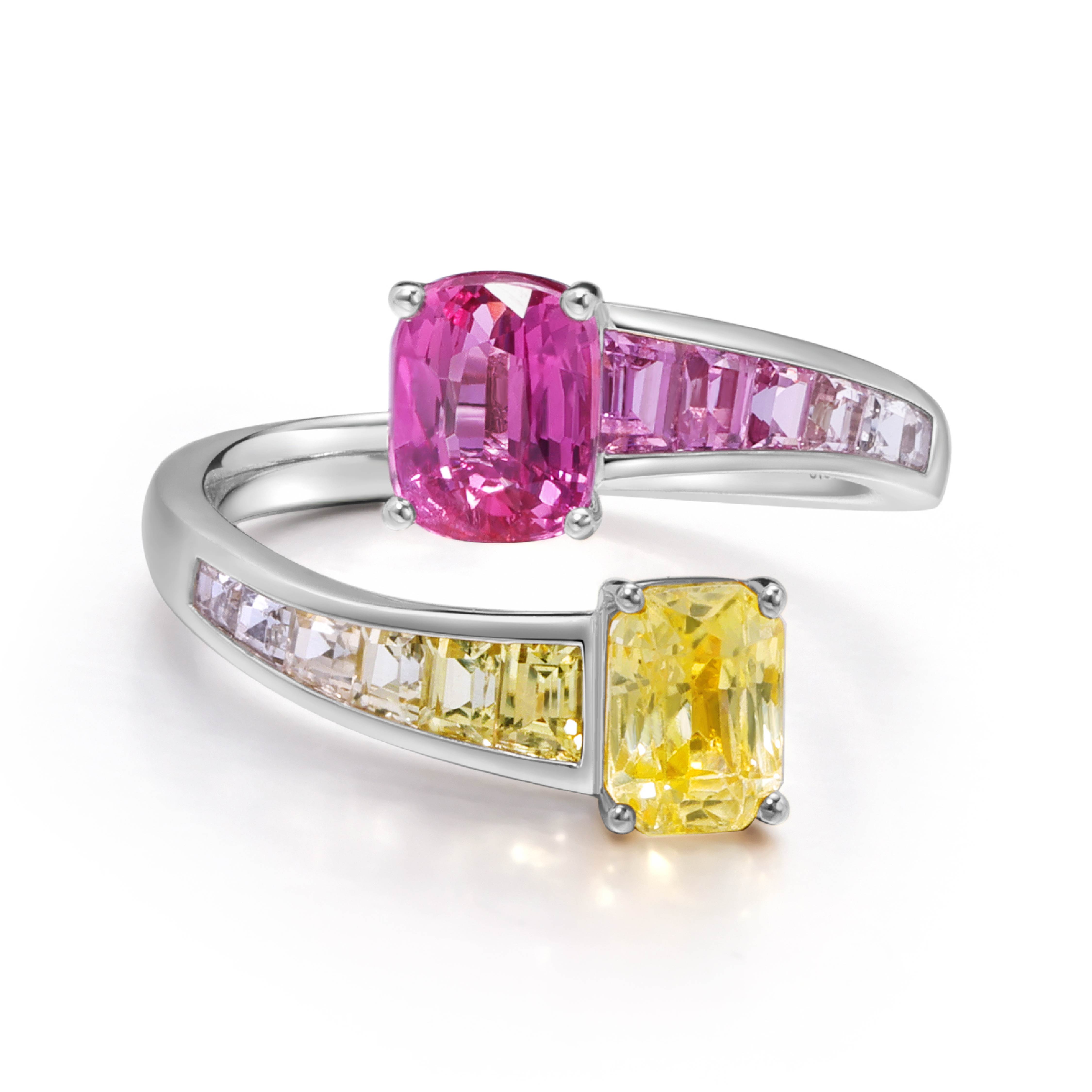 Skyline Collection Ring Pink and Yellow Sapphire 18K