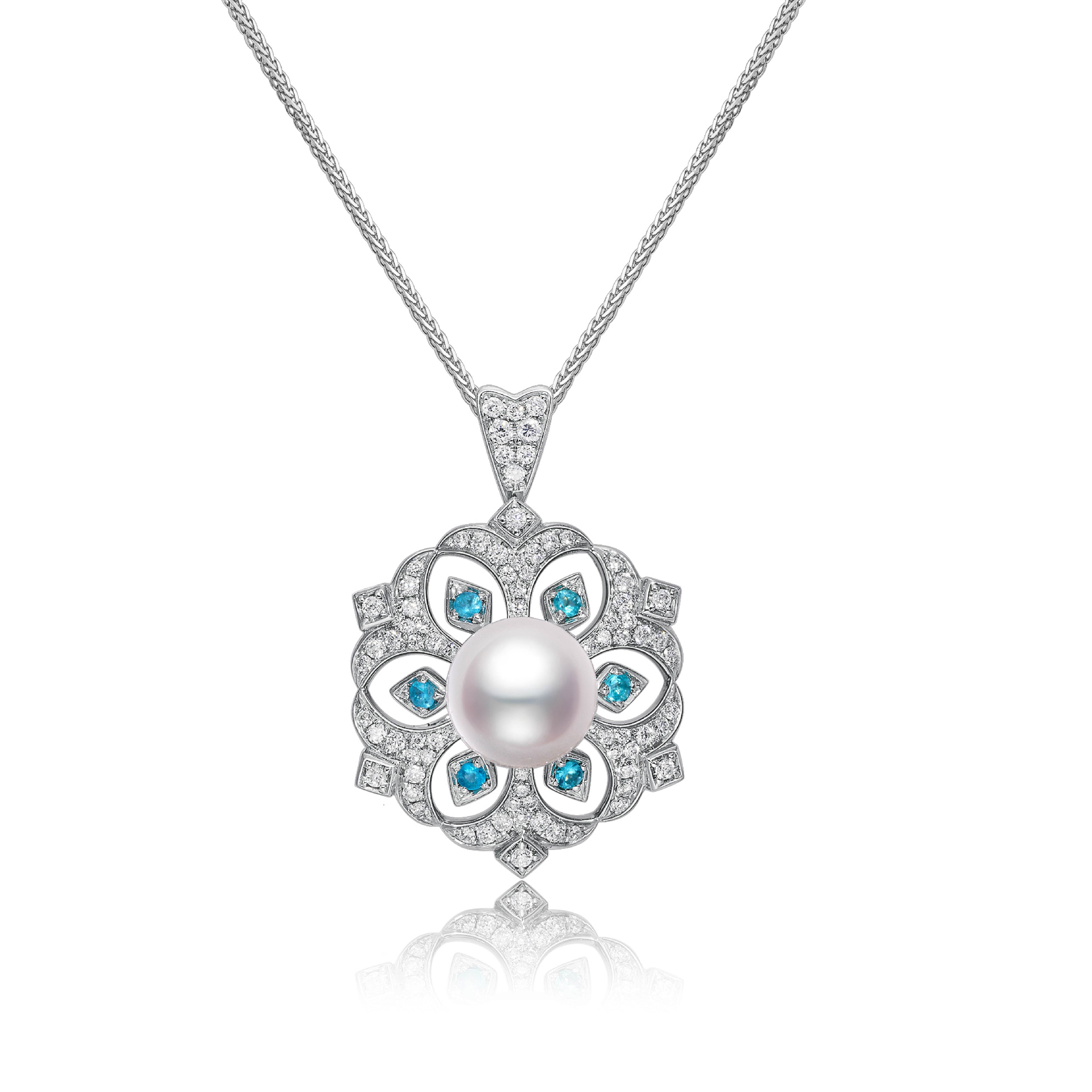 Snowy Serenity Collection Necklace Pearl Paraiba 18K