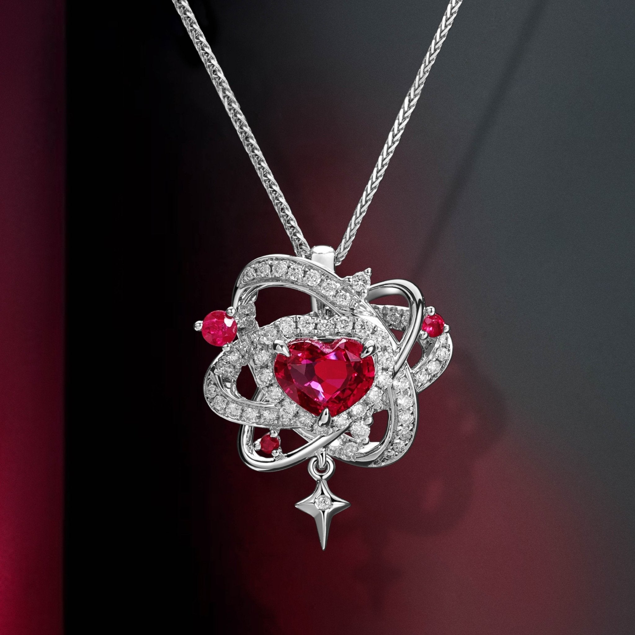 Celestial River Collection Necklace Ruby 18K - Twinkle Moon Jewelery