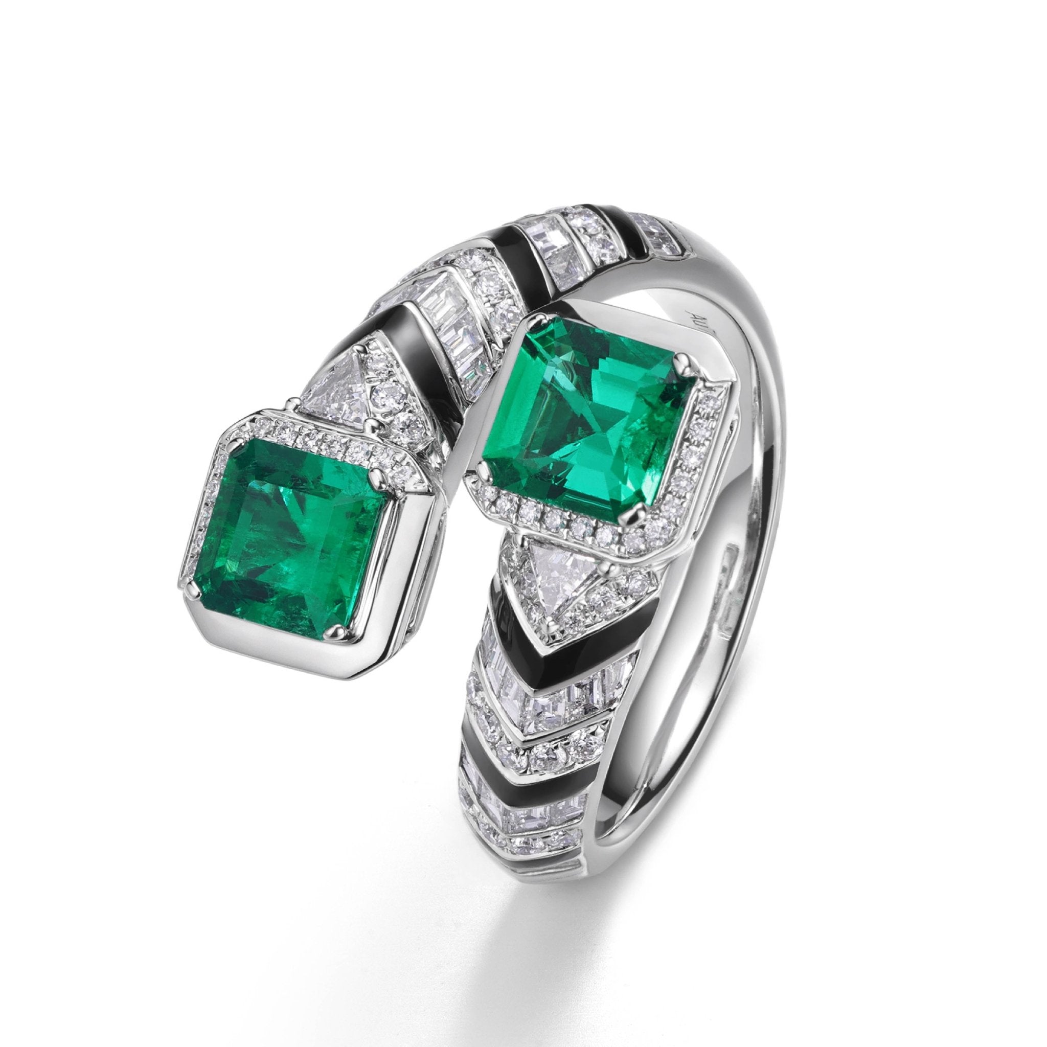 Deco Revival Collection Ring Emerald 18K - Twinkle Moon Jewelery