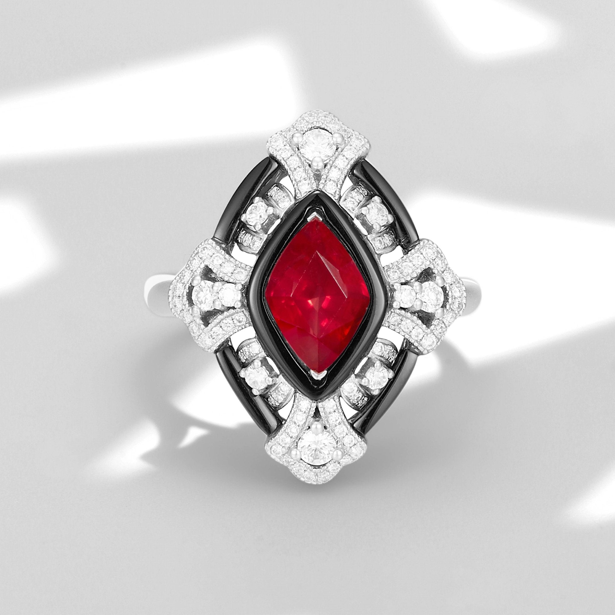 Deco Revival Collection Ring Ruby 18K - Twinkle Moon Jewelery