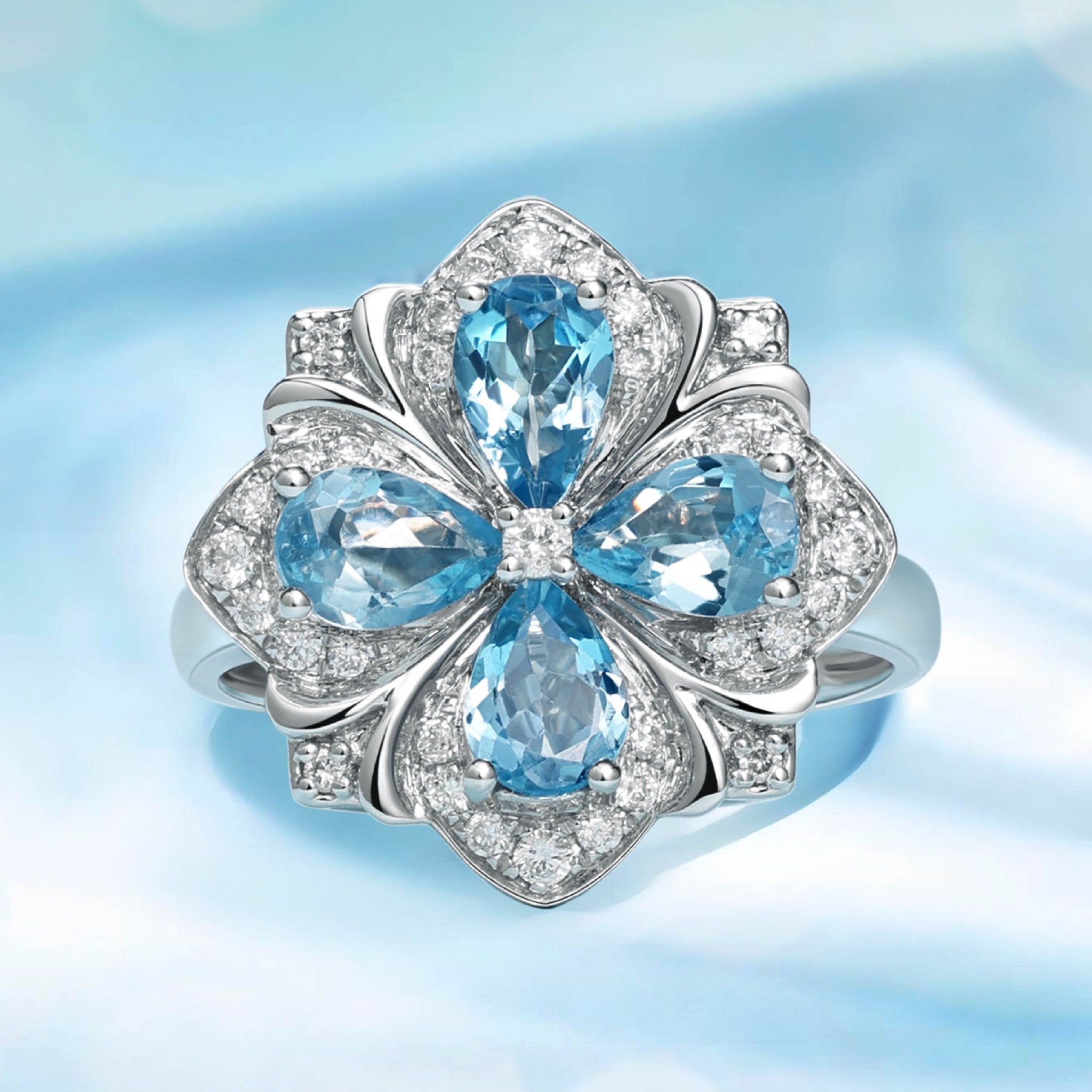 Garden Collection Ring Aquamarine 18K - Twinkle Moon Jewelery