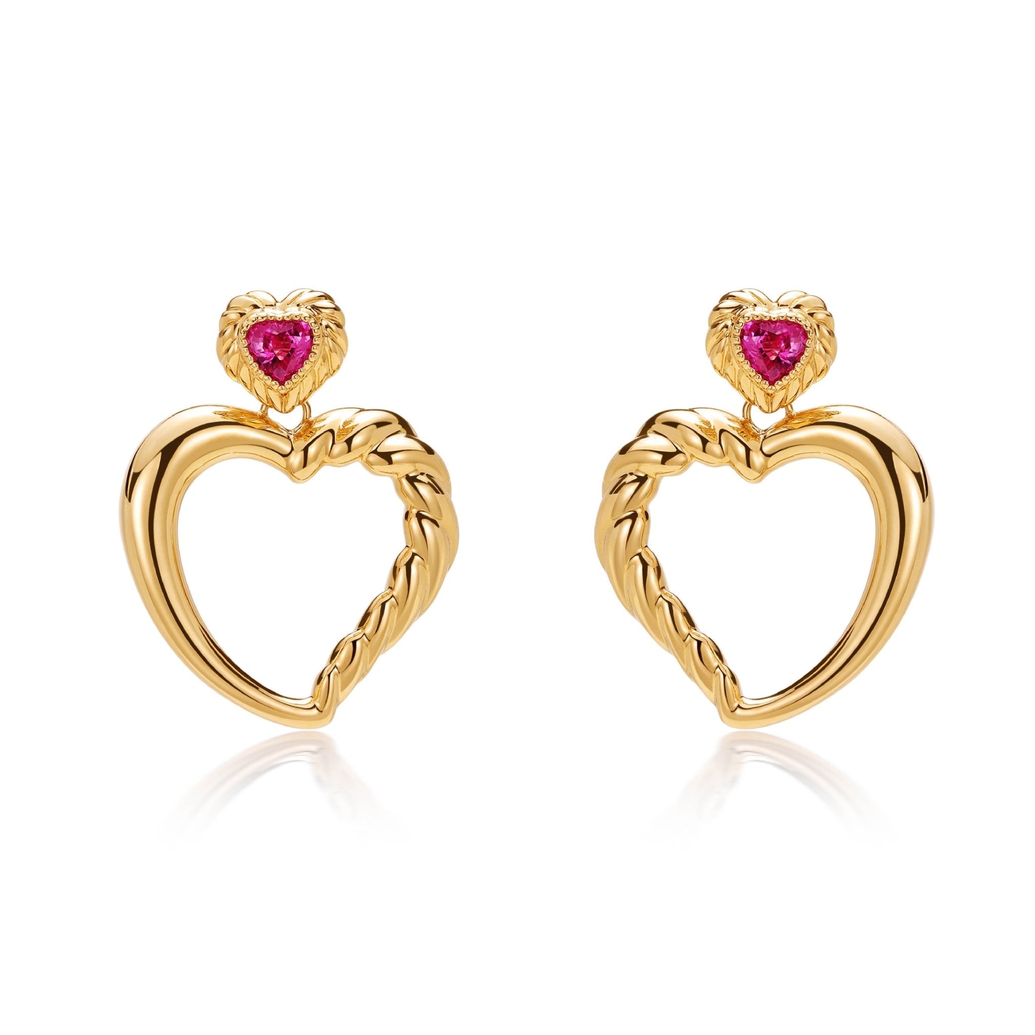 Heart Earring Ruby 18K - Twinkle Moon Jewelery